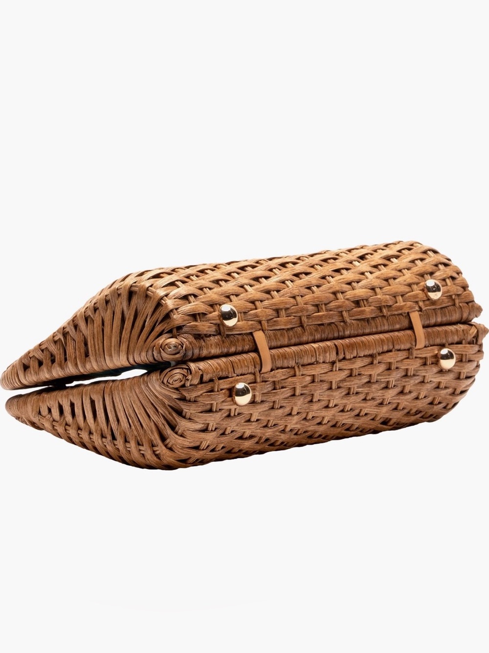 Frances Valentine Tan Woven Rattan Satchel with Bamboo Handles - Picture 3 of 3